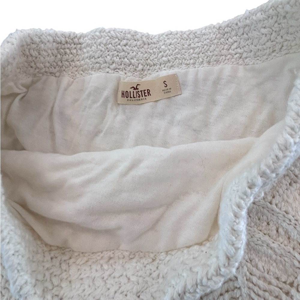 Hollister White Crochet Knit Mini Skirt Size Small Boho - Picture 4 of 4